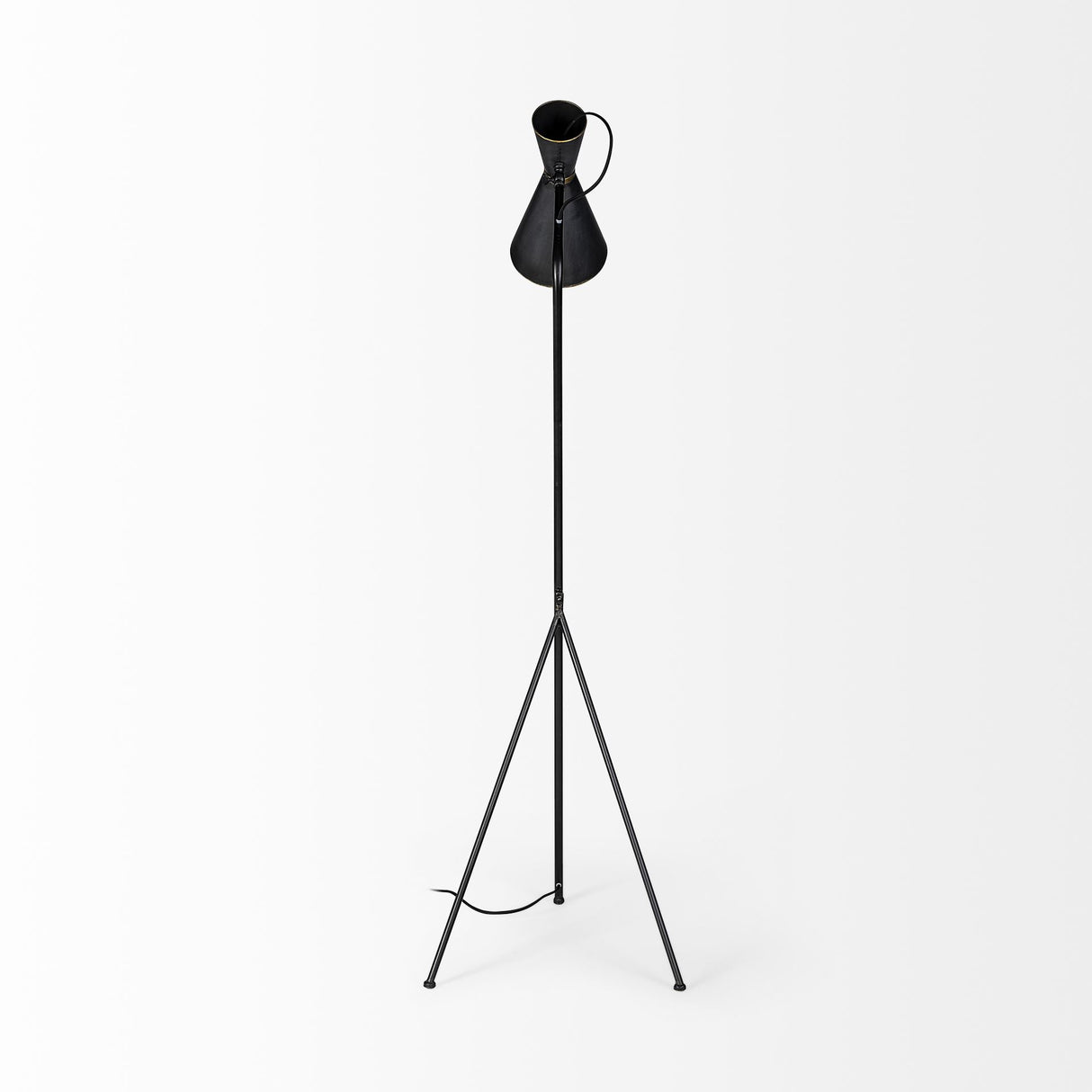 Eris III (58.3"H) Black/Brass Metal Cone Shade Floor Lamp from Mercana - Luna Furniture