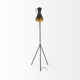 Eris III (58.3"H) Black/Brass Metal Cone Shade Floor Lamp from Mercana - Luna Furniture