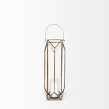 Ivy Small Gold Metal Geometric Cage Candle Holder Lantern from Mercana - Luna Furniture