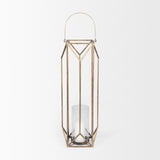 Ivy Large Gold Metal Geometric Cage Candle Holder Lantern from Mercana - Luna Furniture