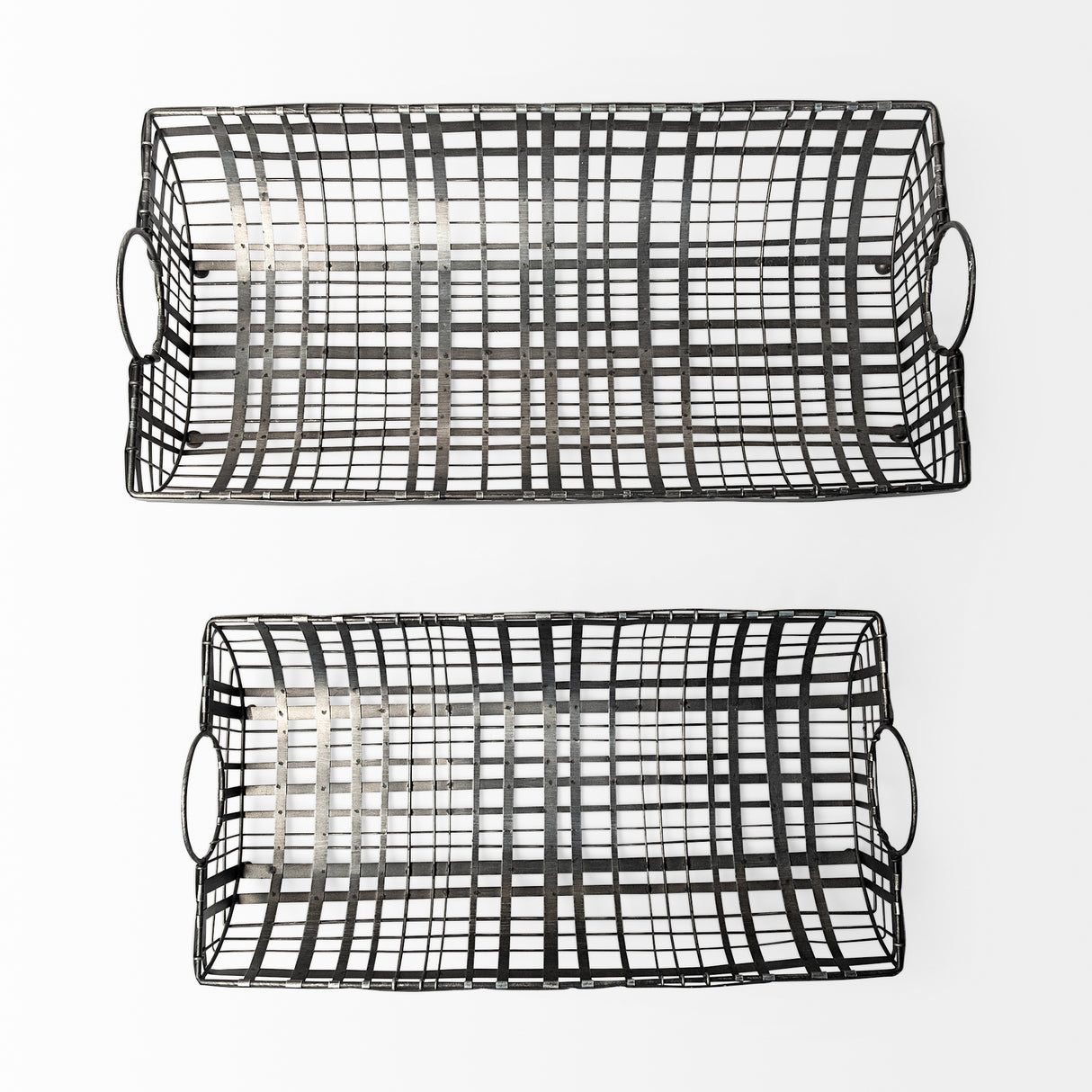 Kenneth (Set of 2) 24L x 12W Gray Metal Baskets from Mercana - Luna Furniture