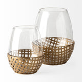 Reena II Large Gold Woven Metal Base Table Candle Holder from Mercana - Luna Furniture