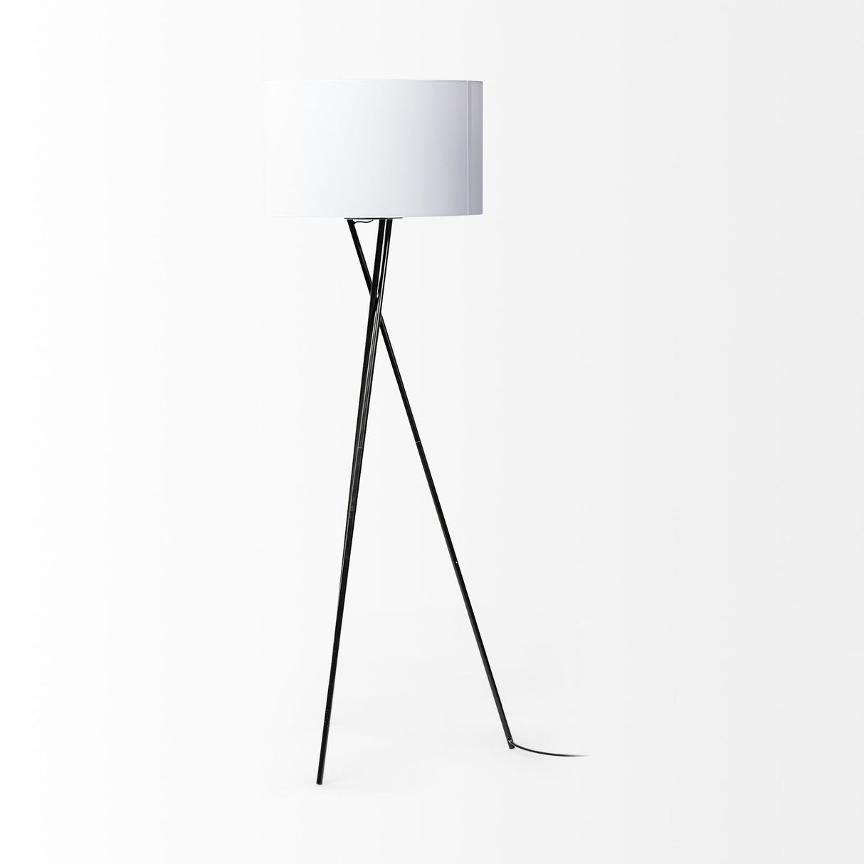 Ambrose 20.0L x 20.0W x 61.8H Black Metal W/White Fabric Shade Floor Lamp from Mercana - Luna Furniture