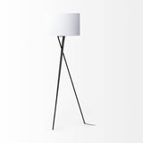 Ambrose 20.0L x 20.0W x 61.8H Black Metal W/White Fabric Shade Floor Lamp from Mercana - Luna Furniture