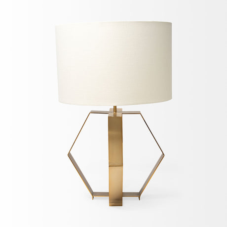 Edwards (26"H) Gold Metal Base w/ Cream Fabric Shade Table Lamp from Mercana - Luna Furniture