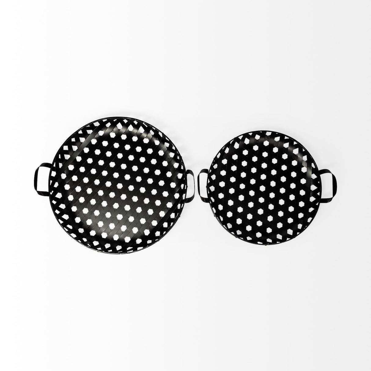 Lito (Set of 2) Black Woven Metal Round Serving Trays from Mercana - Luna Furniture