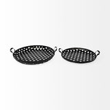 Lito (Set of 2) Black Woven Metal Round Serving Trays from Mercana - Luna Furniture