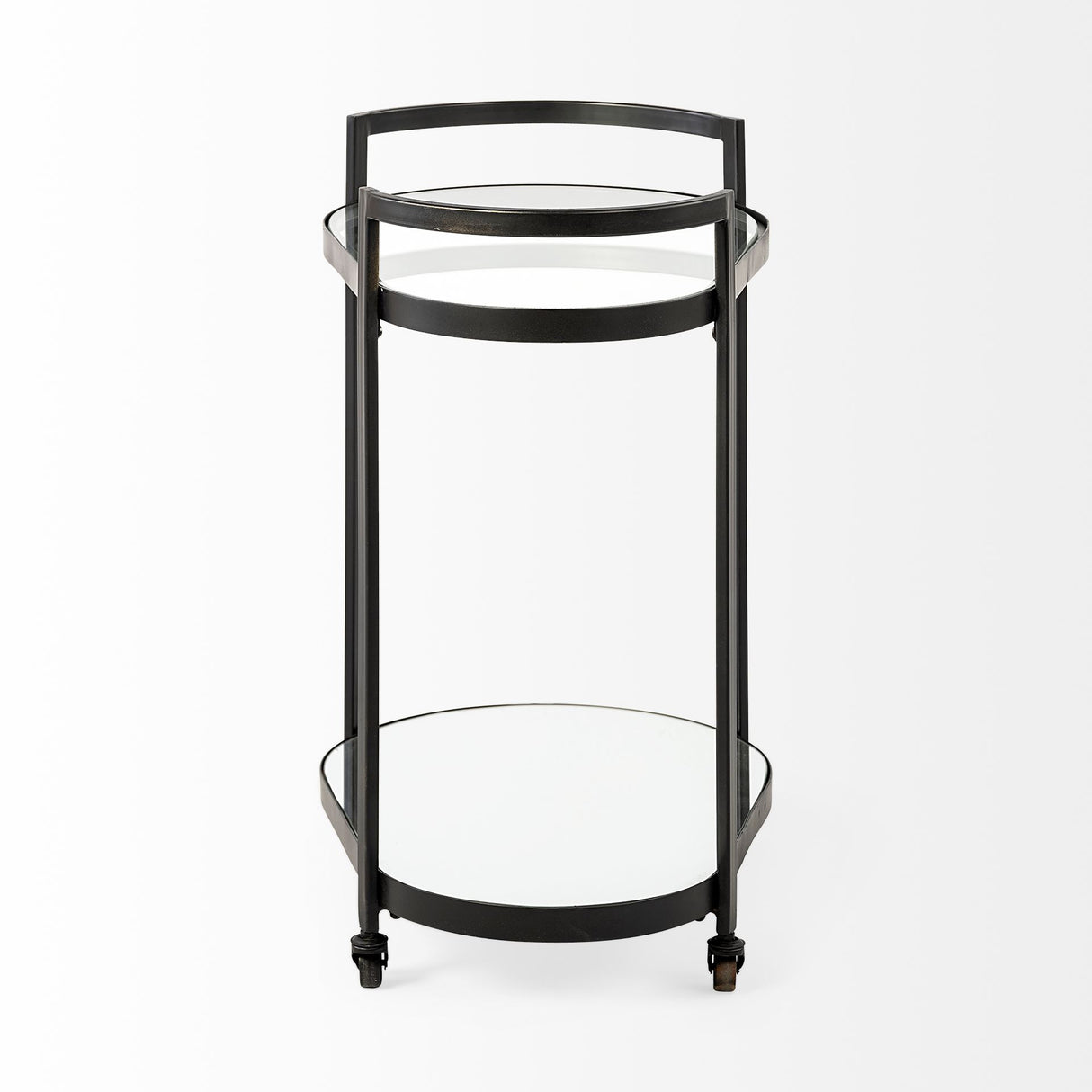 Eleonore Black Metal Frame Two-Tier w/Glass Shelves Bar Cart from Mercana - Luna Furniture