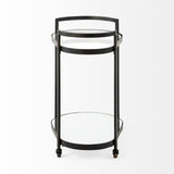 Eleonore Black Metal Frame Two-Tier w/Glass Shelves Bar Cart from Mercana - Luna Furniture