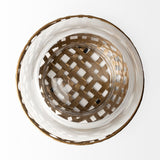 Reena II Large Gold Woven Metal Base Table Candle Holder from Mercana - Luna Furniture