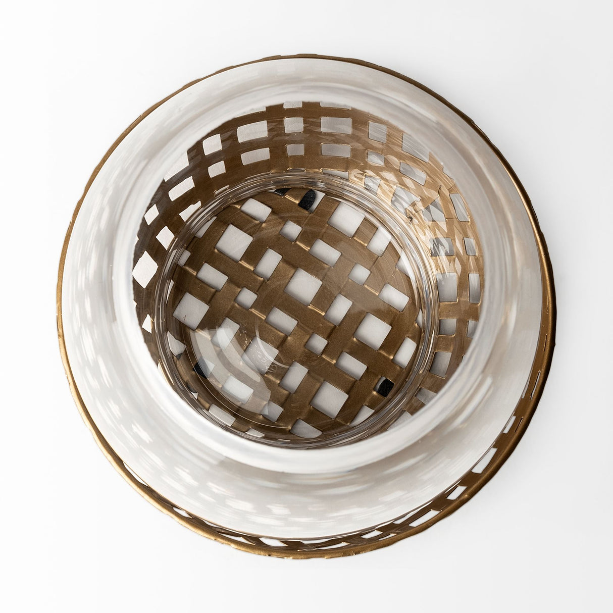 Reena I Small Gold Woven Metal Base Table Candle Holder from Mercana - Luna Furniture