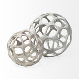 Spiro 7L x 7W Off-White Hollow Decorative Orb from Mercana - Luna Furniture