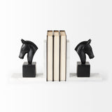 Hidalgo (Set of 2) 14L x 3W Black Majestic Horse Bookends from Mercana - Luna Furniture