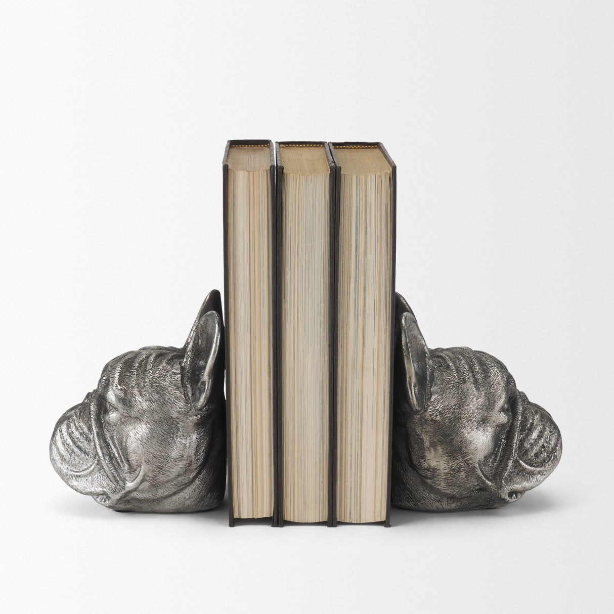 Bruno (Set of 2) 5L x 5W Silver American Bulldog Bookends from Mercana - Luna Furniture