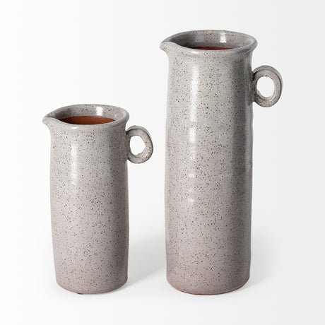 Frieda Small Freckled Gray Ceramic Jug from Mercana - Luna Furniture