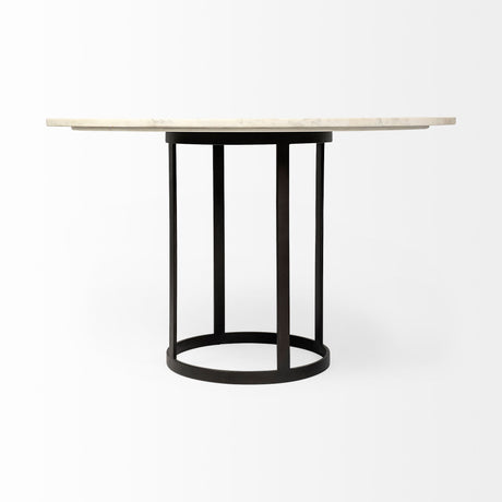 Tanner II 48" Round White Marble Top Black Metal Base Dining Table from Mercana - Luna Furniture