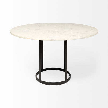 Tanner II 48" Round White Marble Top Black Metal Base Dining Table from Mercana - Luna Furniture