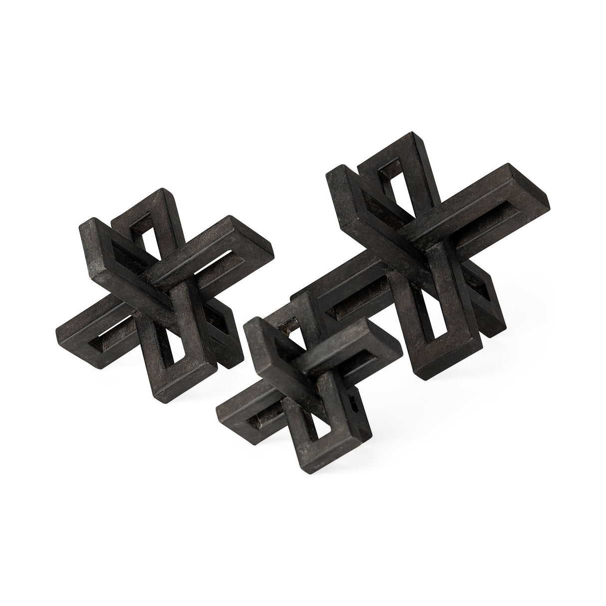 Aleph (Set of 3) Black Metal Small Medium & Large Jacks from Mercana - Luna Furniture
