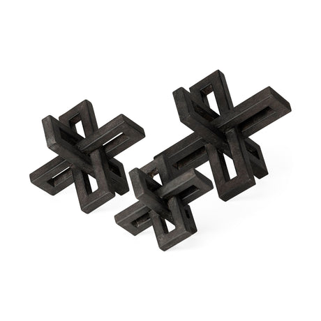 Aleph (Set of 3) Black Metal Small Medium & Large Jacks from Mercana - Luna Furniture