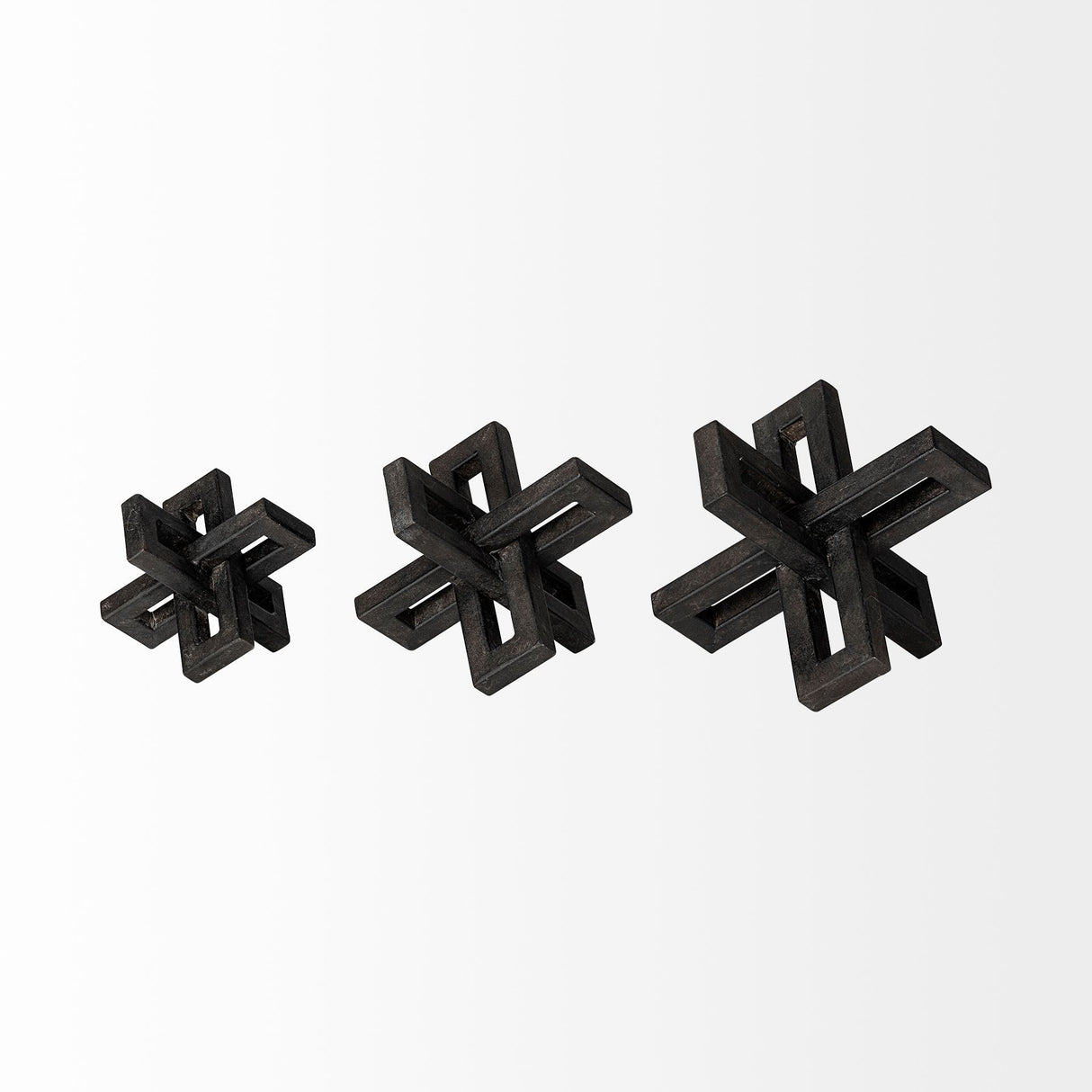 Aleph (Set of 3) Black Metal Small Medium & Large Jacks from Mercana - Luna Furniture