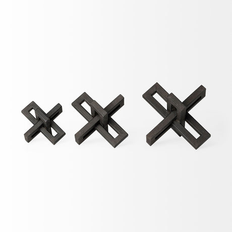 Aleph (Set of 3) Black Metal Small Medium & Large Jacks from Mercana - Luna Furniture
