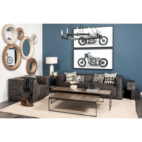 Trestman III 66L x 18W Brown Wood Top W/Black Iron Base Accent Bench from Mercana - Luna Furniture