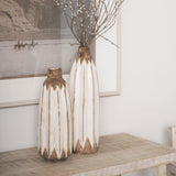 Sisko II Tall Rustic Brown White Ceramic Vase from Mercana - Luna Furniture