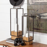 Orionis Large Wood w/ Black Metal Lantern Candle Holder from Mercana - Luna Furniture