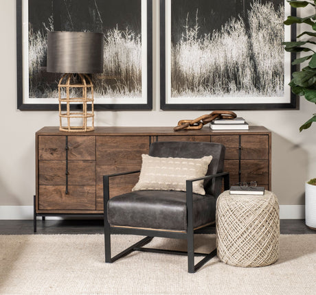 Allium Oatmeal Handwoven Wool Cylindrical Pouf from Mercana - Luna Furniture