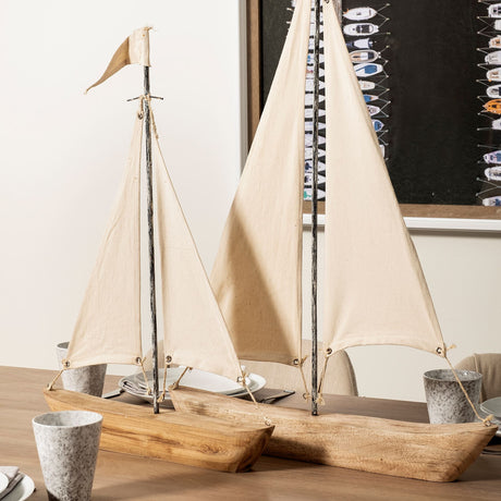 Tartane Large 22L x 2W Brown/Cream Nautical Inspired Sailboat from Mercana - Luna Furniture
