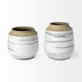 Sonnett Short White/Blue Ceramic Vase from Mercana - Luna Furniture