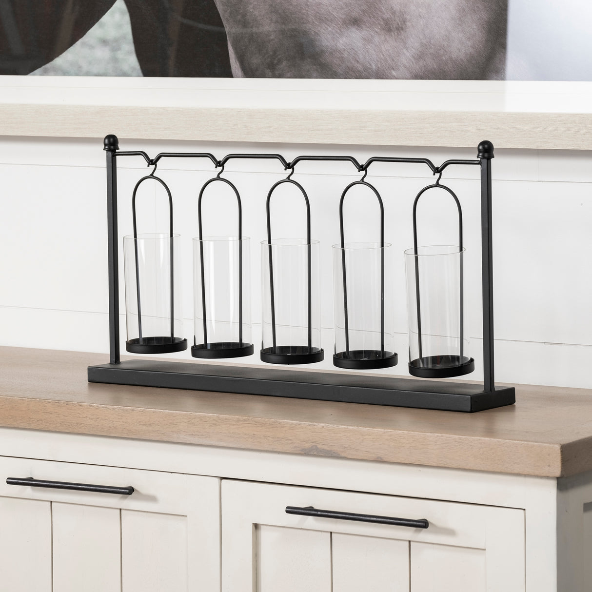 Erlen Black Metal Hanging Votive Five Candle Table Candle Holder from Mercana - Luna Furniture