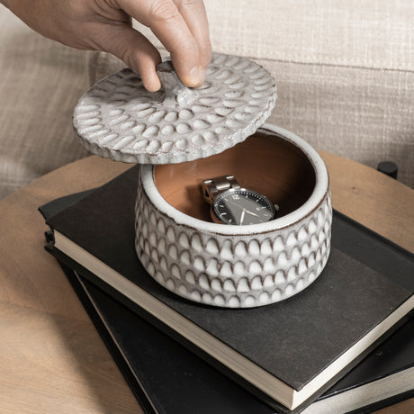 Azul (Small) 5L x 5W Gray Ceramic Detailed Decorative Box from Mercana - Luna Furniture