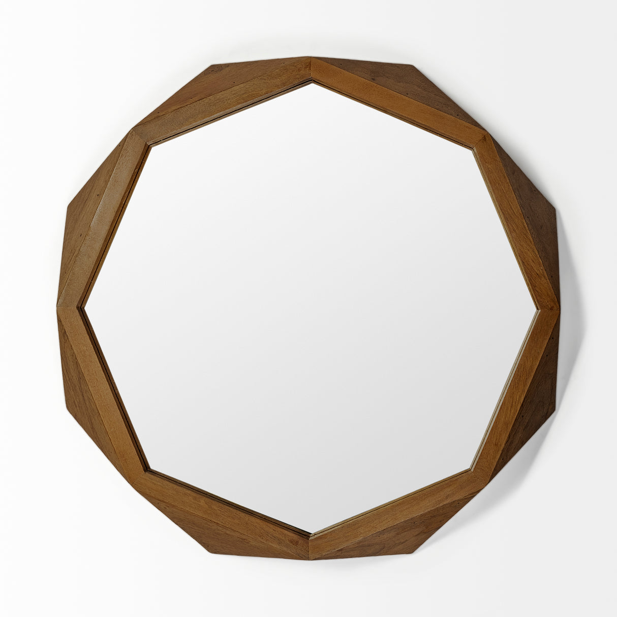 Aramis II 41L x 41H Octagon Brown Wood Frame Wall Mirror from Mercana - Luna Furniture