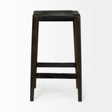 Nell 30" Seat Height Black Metal Seat & Foot Rest With Black Wood Legs Stool from Mercana - Luna Furniture
