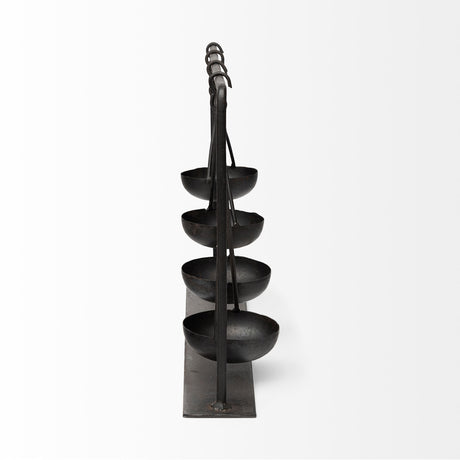 Enos 19L x 3W Black Metal 4 Bowl Ancient Spice Market Decorative Display from Mercana - Luna Furniture