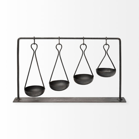 Enos 19L x 3W Black Metal 4 Bowl Ancient Spice Market Decorative Display from Mercana - Luna Furniture