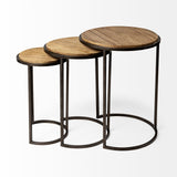 Glover (Set of 3) 20L x 20W Brown Wood Round Top W/Metal Nesting Accent Tables from Mercana - Luna Furniture