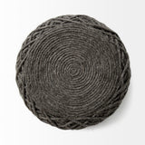 Allium Dark Gray Handwoven Wool Cylindrical Pouf from Mercana - Luna Furniture
