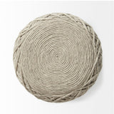 Allium Oatmeal Handwoven Wool Cylindrical Pouf from Mercana - Luna Furniture