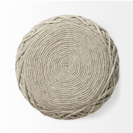 Allium Oatmeal Handwoven Wool Cylindrical Pouf from Mercana - Luna Furniture