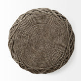 Allium Dark Brown Handwoven Wool Cylindrical Pouf from Mercana - Luna Furniture