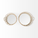 Leona (Set of 2) Natural Wicker Woven Mirrored Base Nesting Trays from Mercana - Luna Furniture
