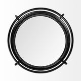 Ada Round Shape Black Metal Frame Two-Tier w/Glass Shelf Bar Cart from Mercana - Luna Furniture