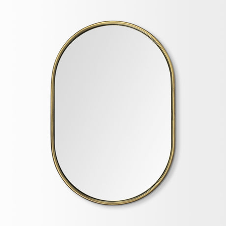 Sylvia I 24L x 35H Oval Gold Metal Frame Wall Mirror from Mercana - Luna Furniture