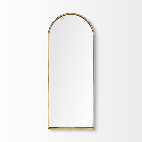Agatha 28.0L x 2.0W x 70.0H Rounded Arch Gold Metal Frame Full Length Mirror from Mercana - Luna Furniture