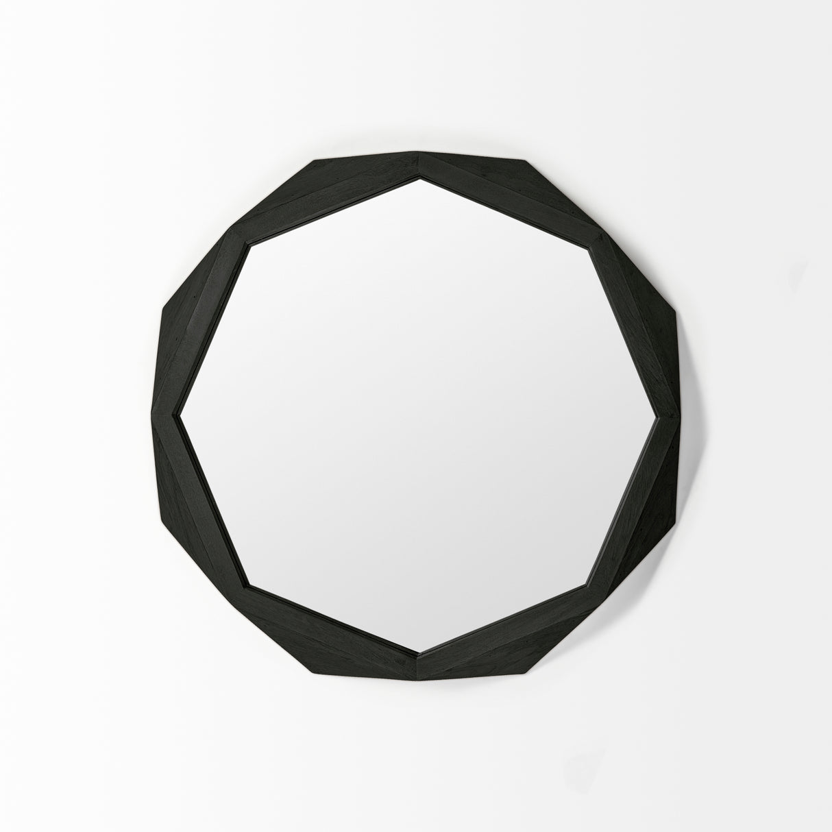 Aramis I 32" Octagon Black Wood Frame Wall Mirror from Mercana - Luna Furniture
