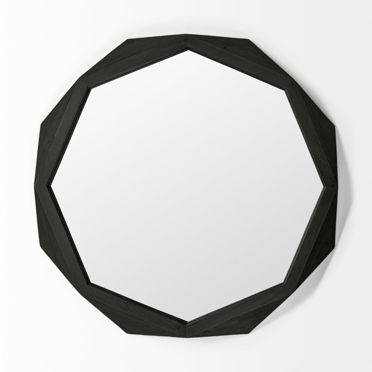 Aramis II 41L x 41H Octagon Black Wood Frame Wall Mirror from Mercana - Luna Furniture