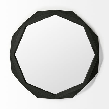 Aramis II 41L x 41H Octagon Black Wood Frame Wall Mirror from Mercana - Luna Furniture