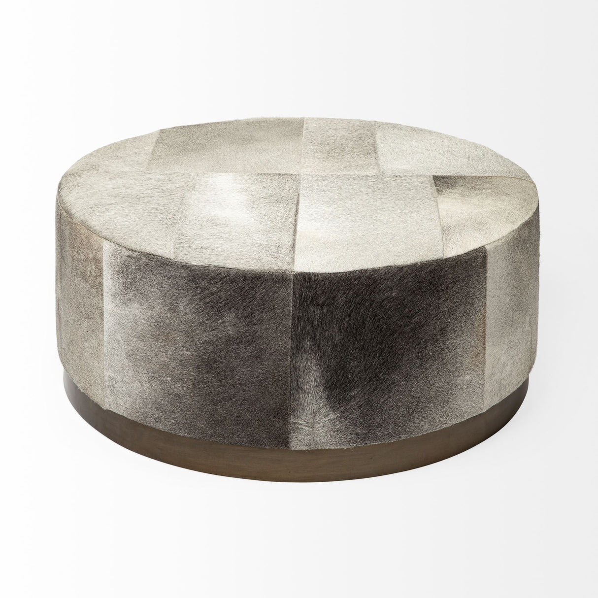 Zahavi 36" Gray Hair-On-hide W/Metal Base Ottoman from Mercana - Luna Furniture